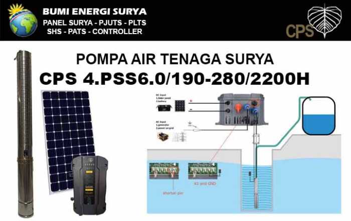 Pompa Air Tenaga Surya 4PSSs6 2200W