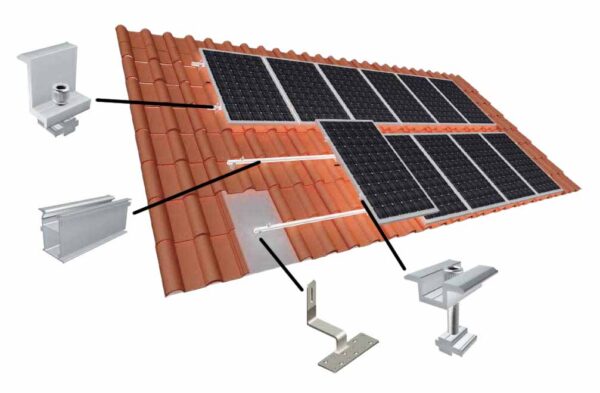 hook atau kait untuk pemasangan panel surya di atap rumah