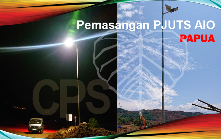Pemasangan lampu penerangan jalan tenaga surya (PJUTS) 2in1 di Papua